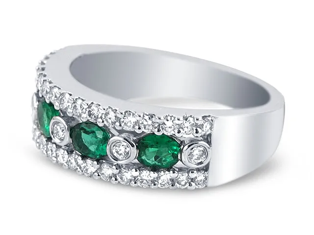 0.58ct t.w. Diamond And Emerald Right Hand Ring