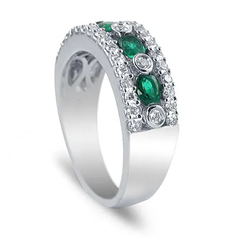 0.58ct t.w. Diamond And Emerald Right Hand Ring