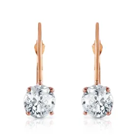 1 Carat 14K Solid Rose Gold Leverback Earrings 1.0 Carat Diamond