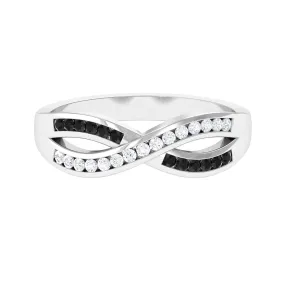 1 CT Channel Set Created Black Diamond Infinity Ring with Diamond