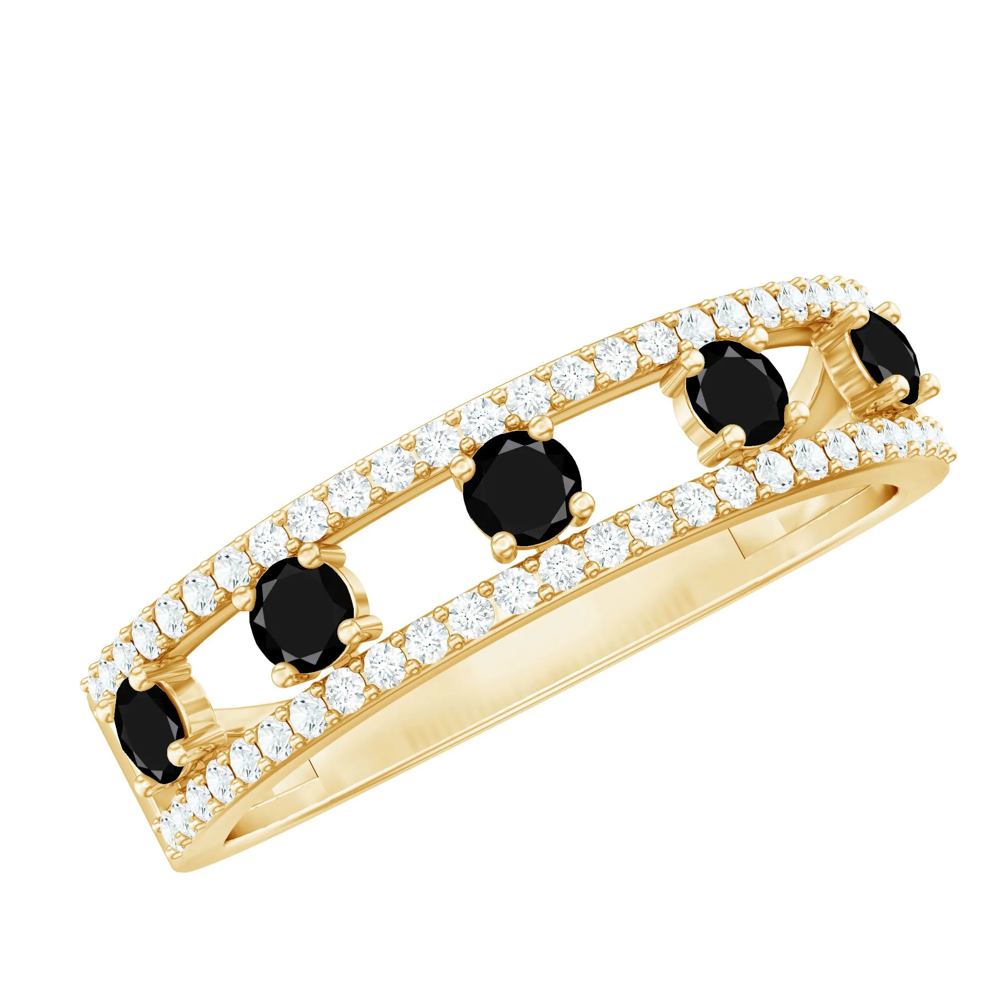 1 CT Classic Black Onyx and Diamond Band Ring