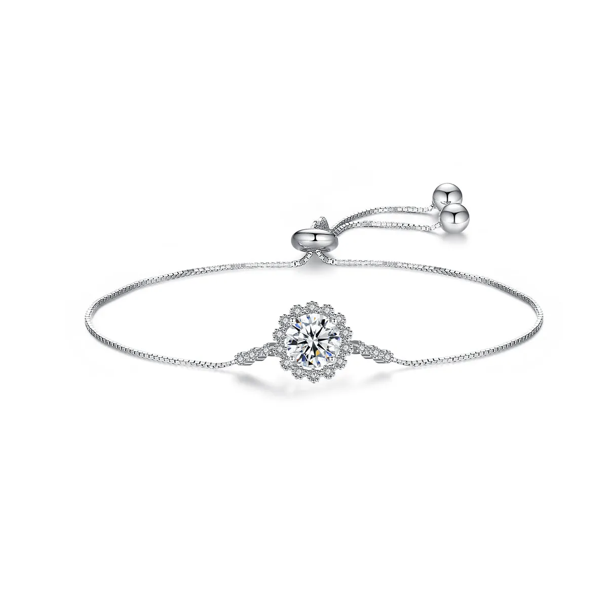 1 CT Moissanite Silver Adjustable Bracelet