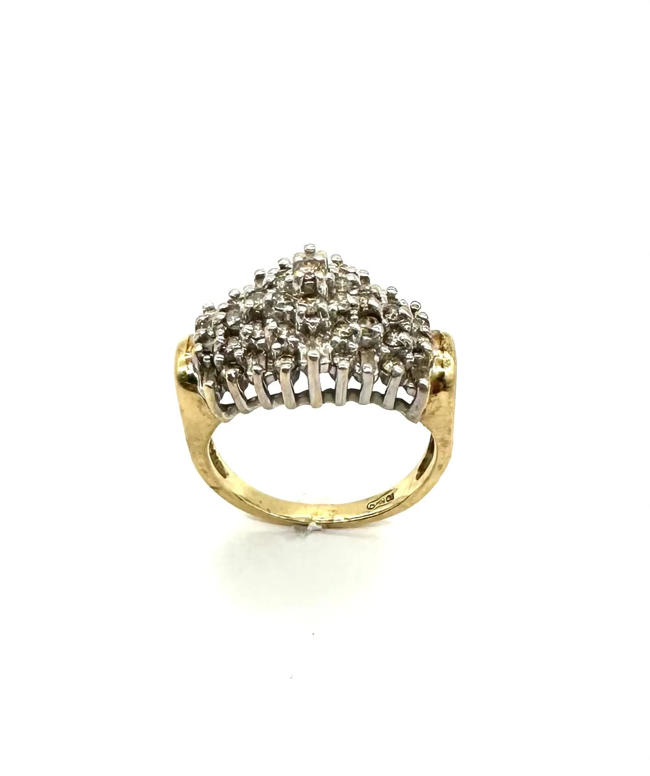 1 CTW Baguette and Round Diamond Bypass Ring in 10K Yellow and White Gold