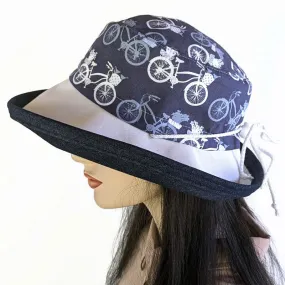 108-a Sunblocker UV summer sun hat featuring beautiful bikes in blues