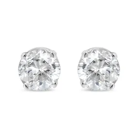 10K White Gold 1/6 Cttw Round Brilliant-Cut Near Colorless Near Colorless Diamond Classic 4-Prong Stud Earrings (I-J Color, SI1-SI2 Clarity)