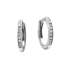 10k White Gold & Diamond Channel Set Hoops