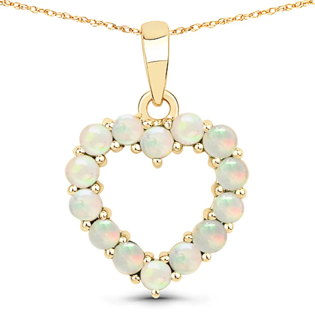 10K Yellow Gold Ethiopian Opal Heart Pendant