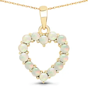 10K Yellow Gold Ethiopian Opal Heart Pendant