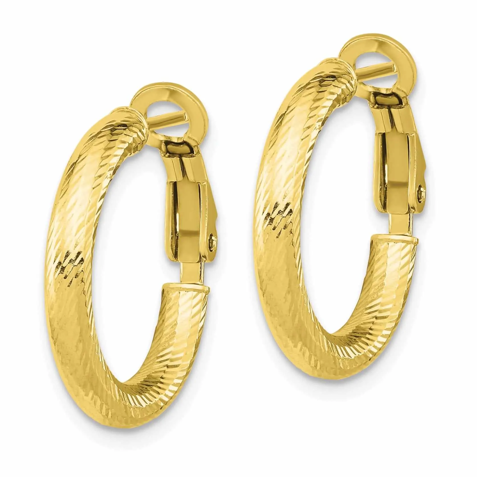 10k Yellow Gold Round Omega Hoop Earrings