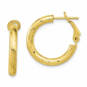 10k Yellow Gold Round Omega Hoop Earrings