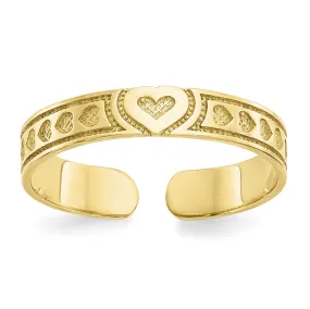 10KT Yellow Gold Heart Toe Ring