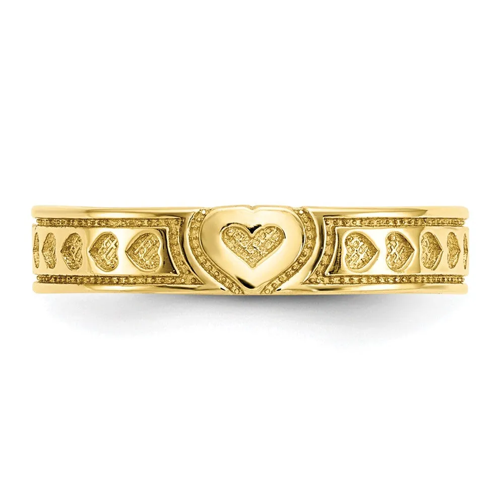 10KT Yellow Gold Heart Toe Ring