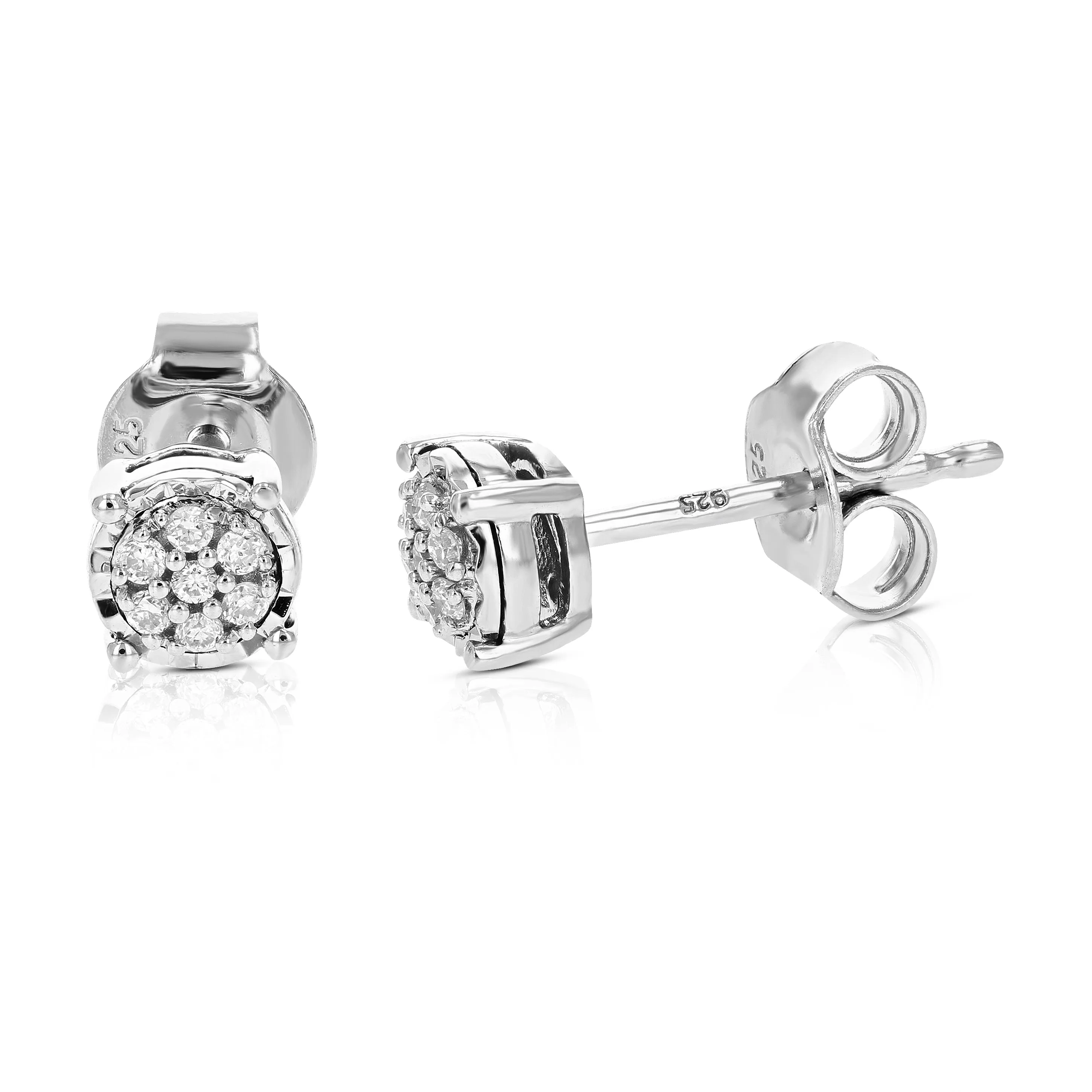 1/10 cttw Lab Created Diamond Stud Earrings in .925 Sterling Silver Prong Set