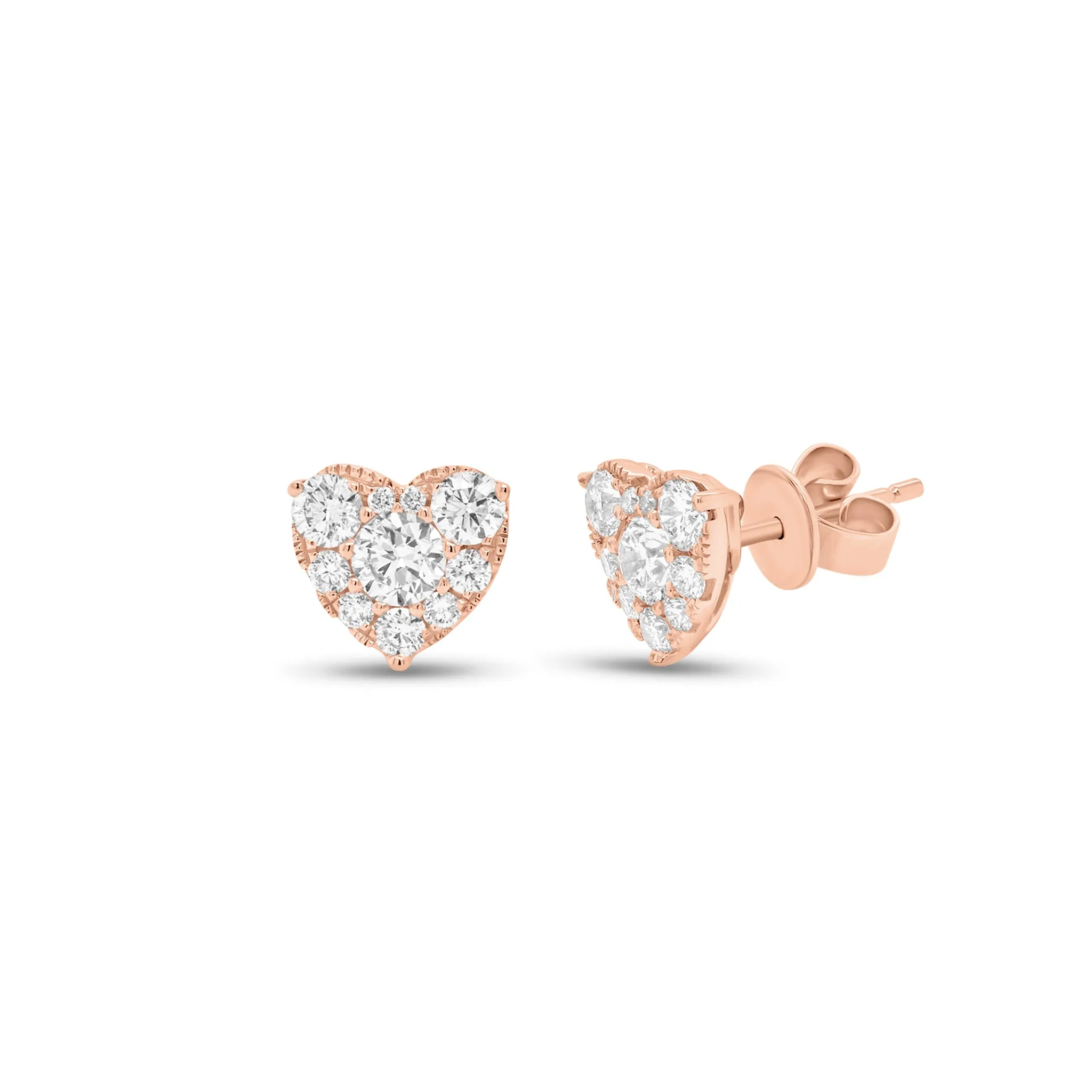 1.28 ct Diamond Heart Stud Earrings