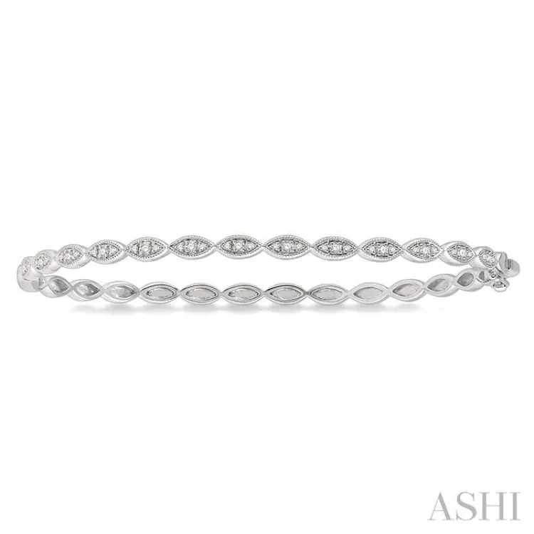 1/3 ctw Marquise Mount Round Cut Diamond Stackable Bangle in 14K White Gold