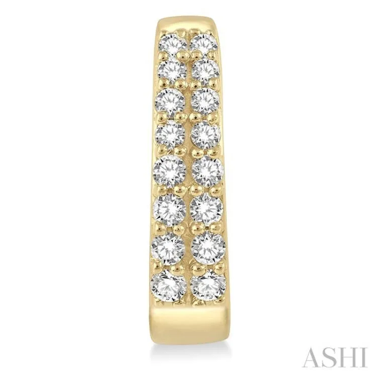 1/3 Ctw Round Cut Diamond Petite Huggie Earrings in 14K Yellow Gold