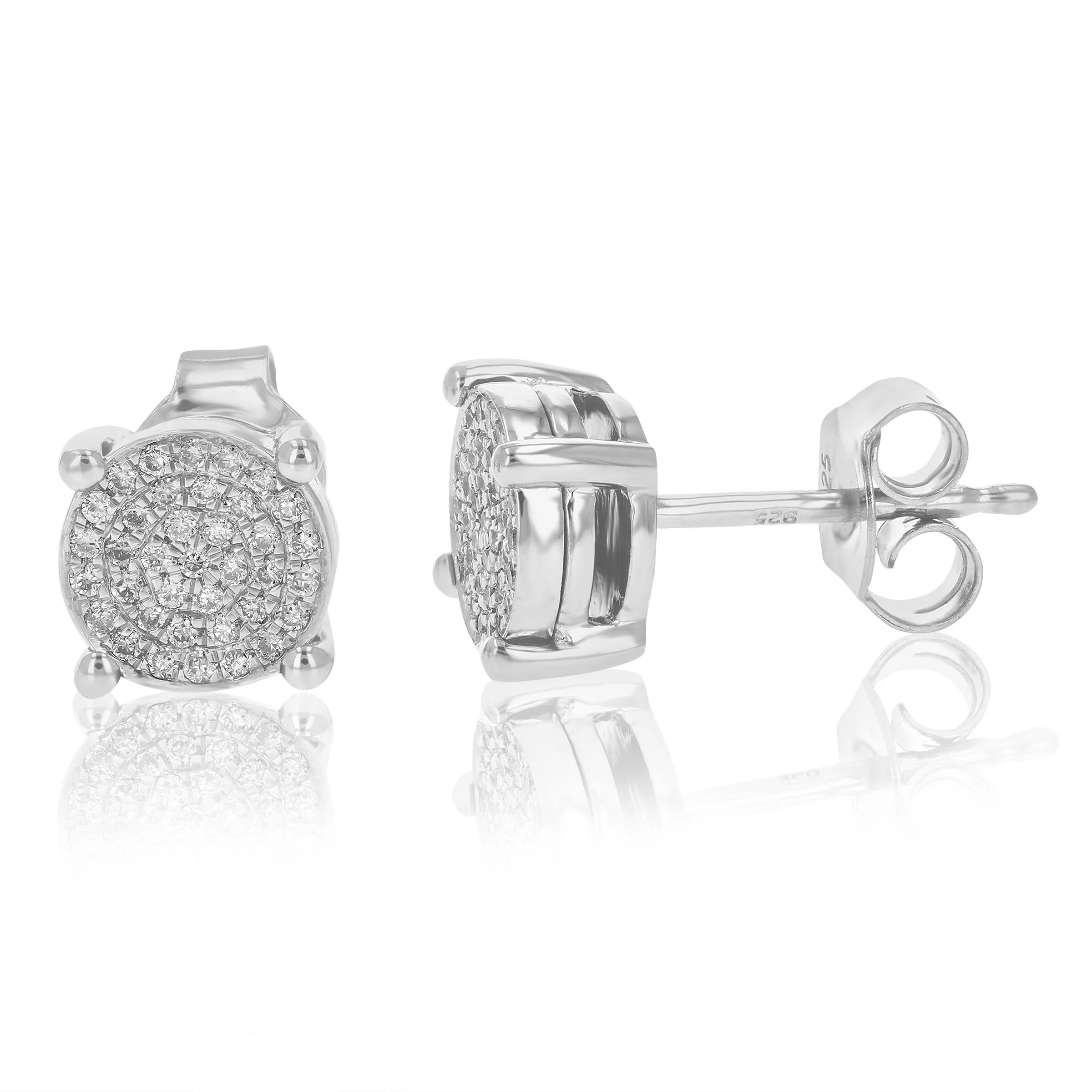 1/4 cttw Round Lab Grown Diamond Stud Earrings .925 Sterling Silver Prong Set