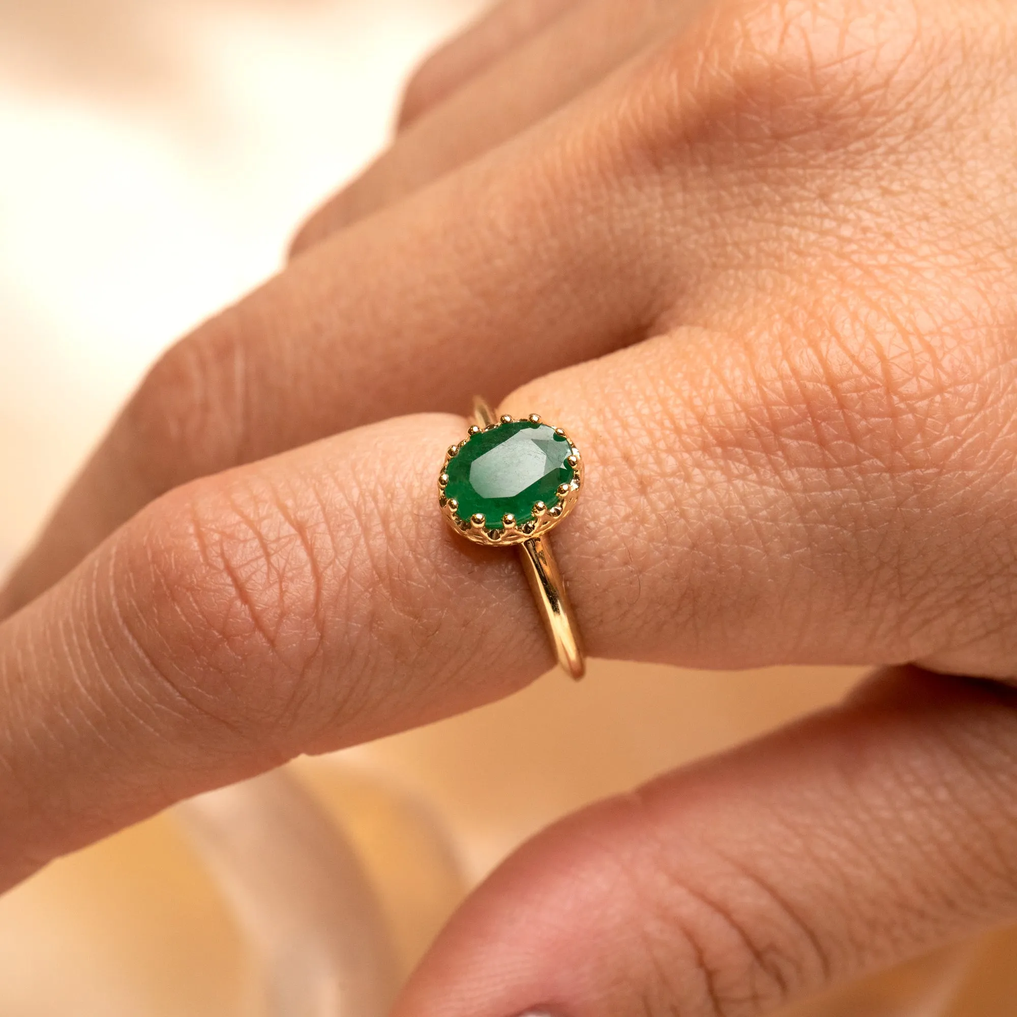 14k Emerald Crown Ring