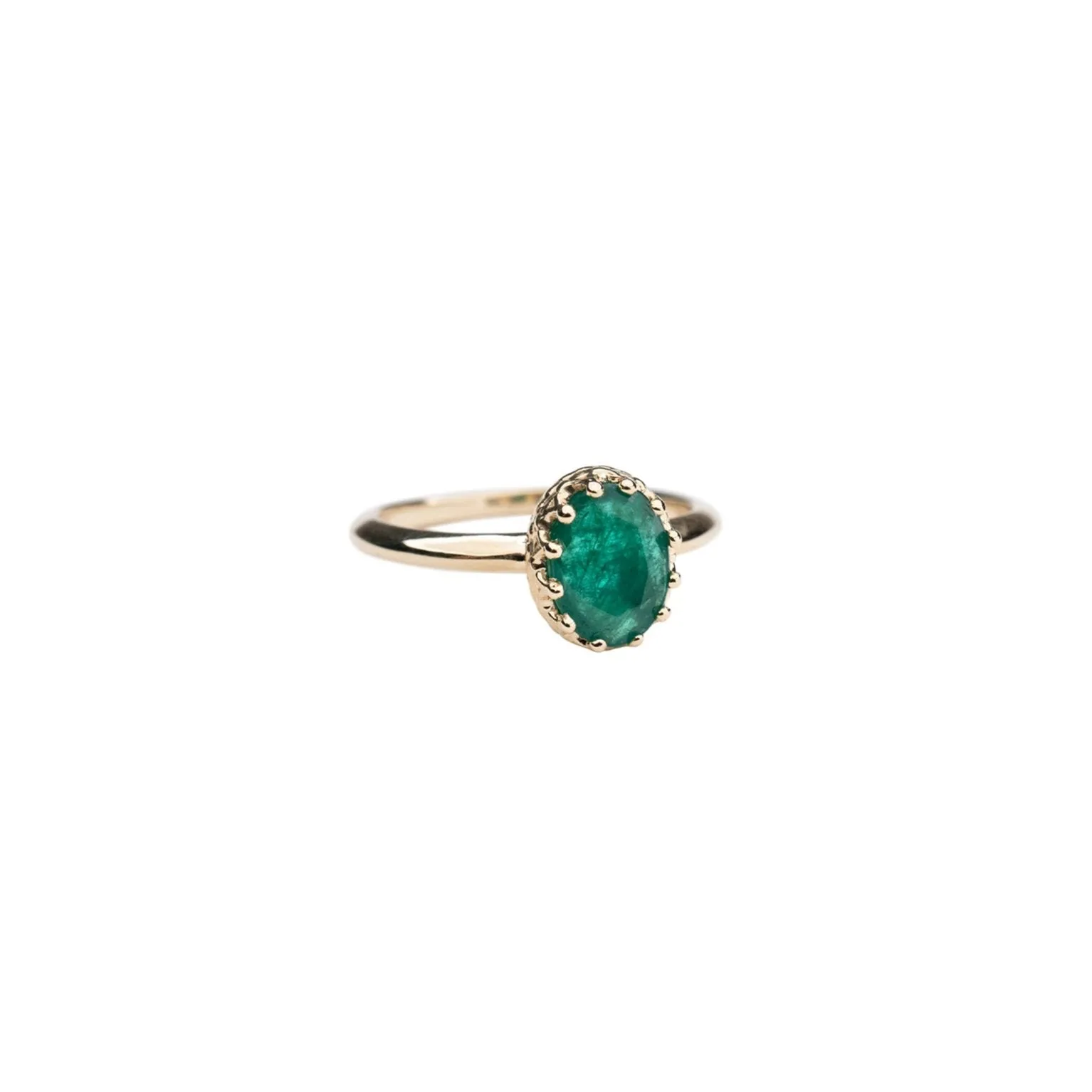 14k Emerald Crown Ring