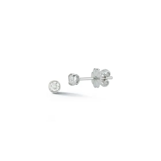 14K Gold Bezel Round Diamond Stud Earrings