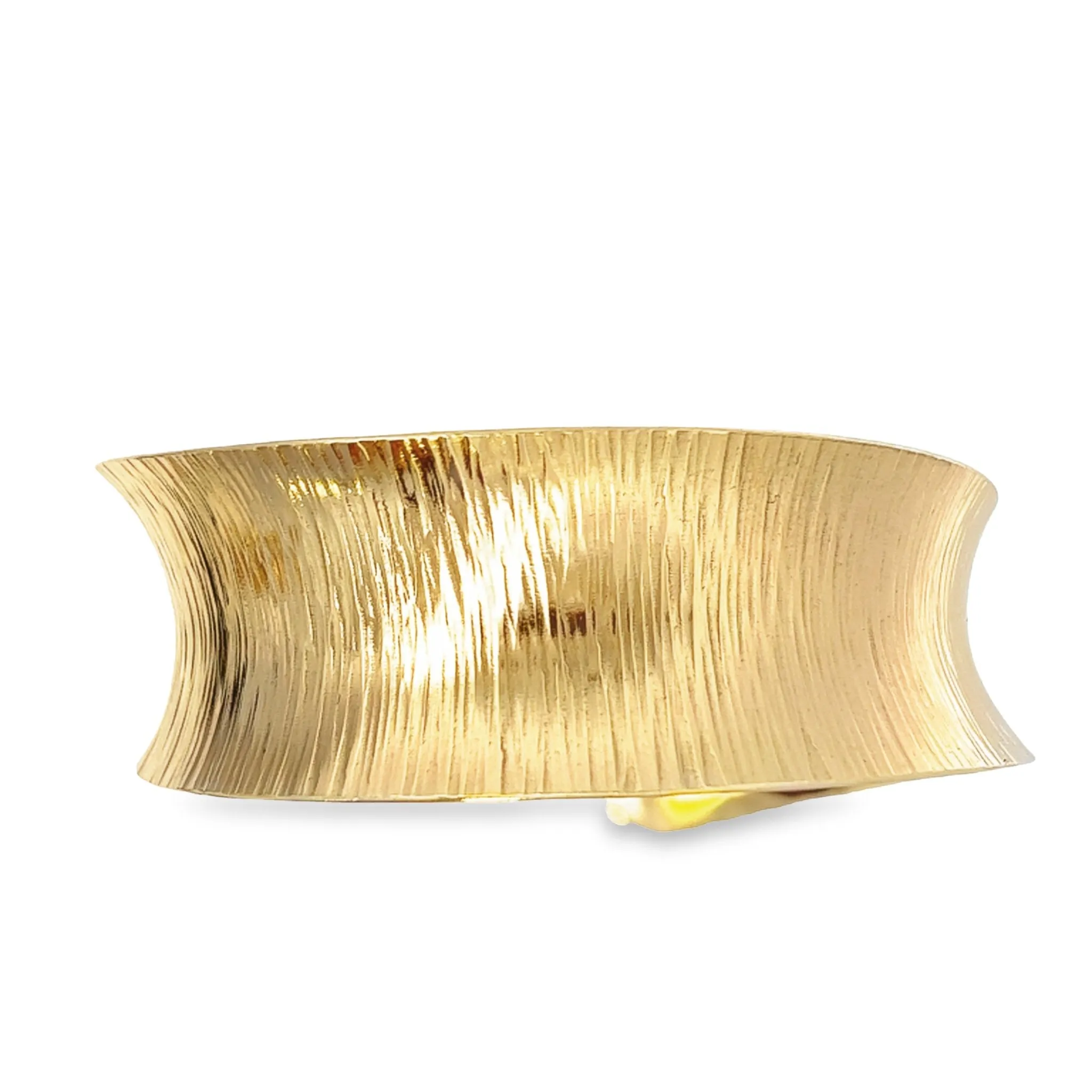 14K Gold Chased Anticlastic Bangle Bracelet