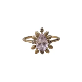 14k Gold Natural Pink Morganite & Diamond Ring