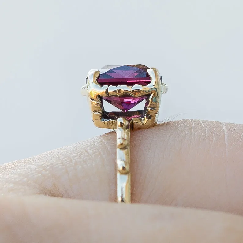 14k Gold Rhodolite Garnet Ring- Sz 8