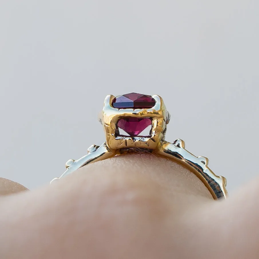 14k Gold Rhodolite Garnet Ring- Sz 8