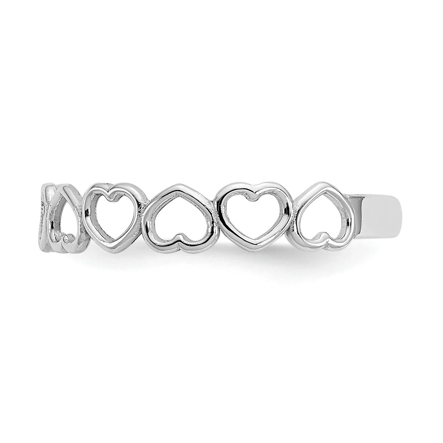 14k Real Solid White Gold Hearts Design Toe Adjustable Ring