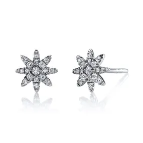 14K White Gold 0.19ct. Diamond Starburst Stud Earrings