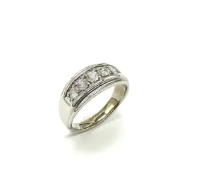 14k White Gold 1 ctw Channel Set Diamond Men's Ring