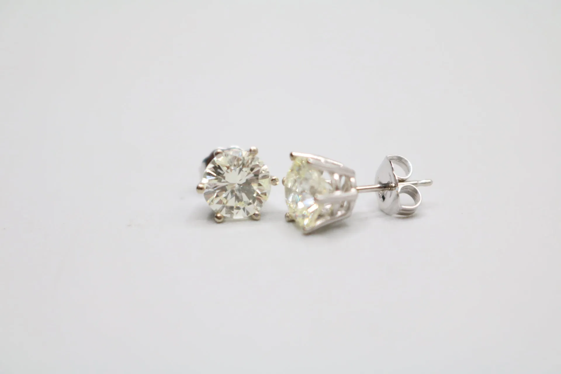 14K White Gold 2.38 CTW Classic 6 Prongs Diamond Stud Earrings