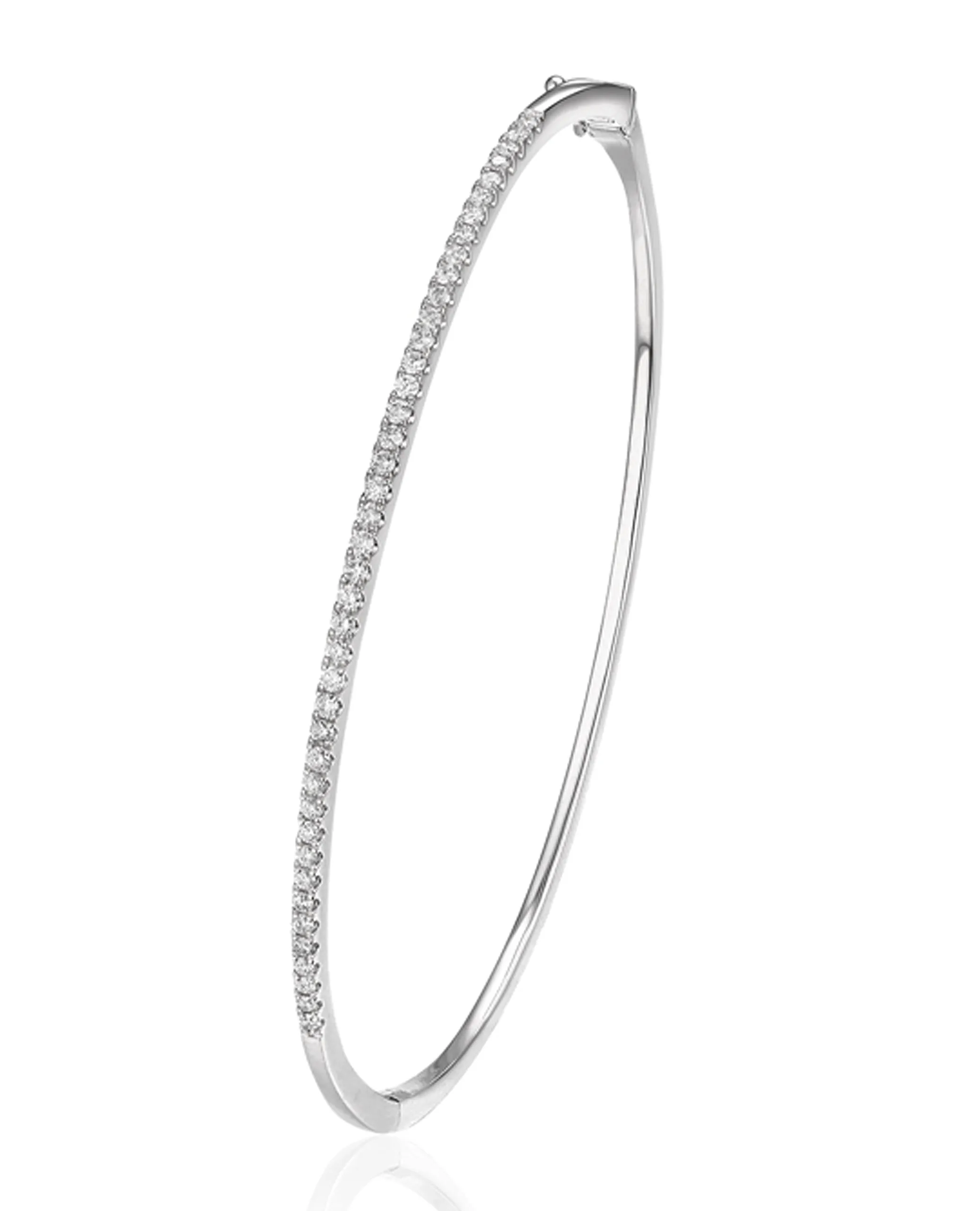 14K White Gold Diamond Bangle Bracelet