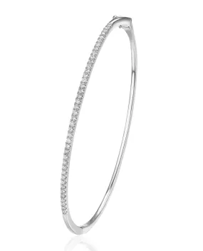 14K White Gold Diamond Bangle Bracelet