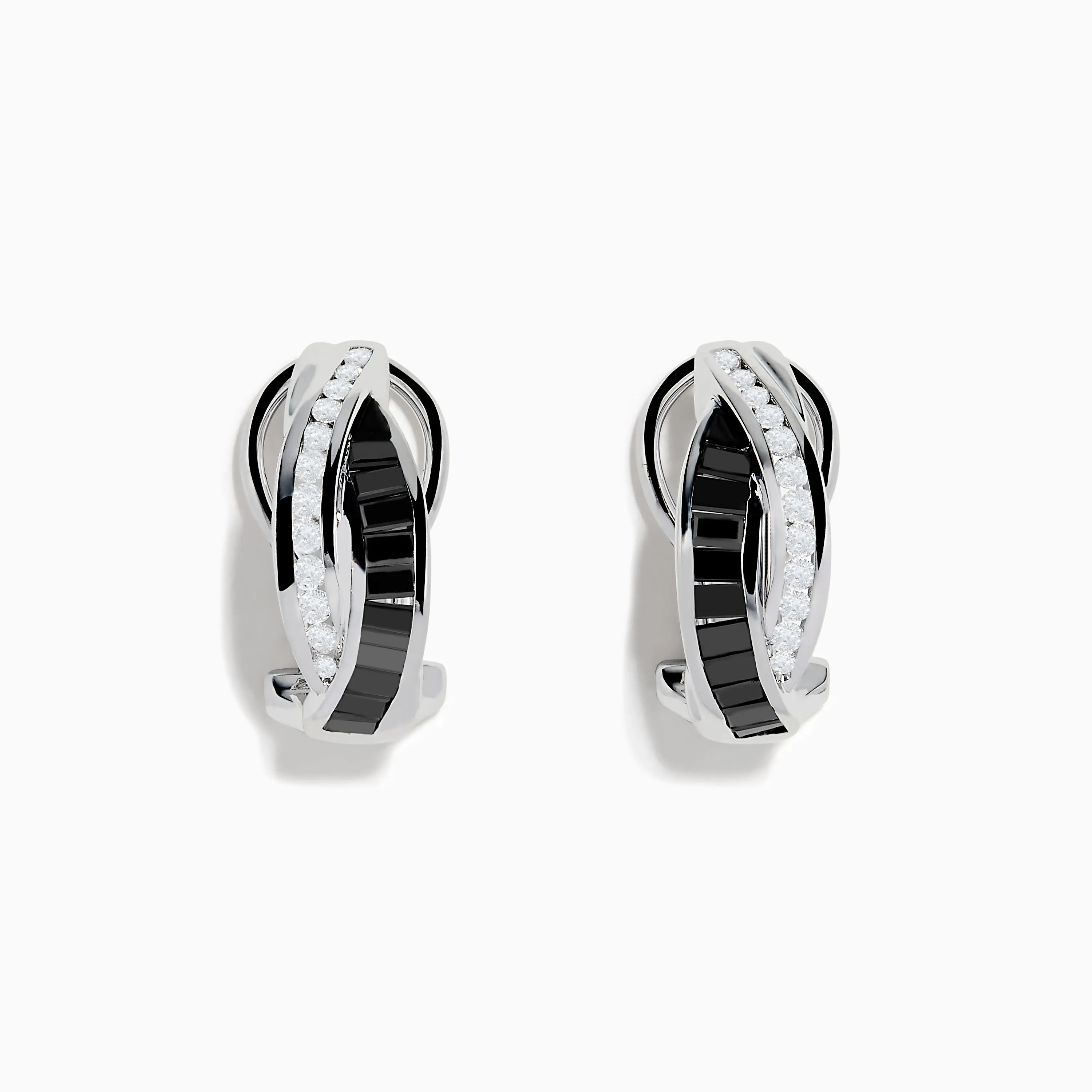 14K White Gold White and Black Diamond Earrings