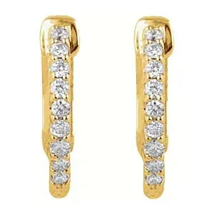 14K Yellow Gold 1/4 CTW Natural Diamond Inside-Outside Hinged Hoop Earrings