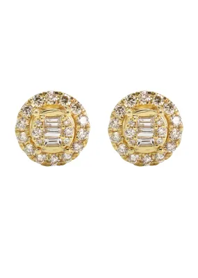 14K Yellow Gold Diamond Baguette Earrings For Men | 0.5 Carats | 2.55 Grams