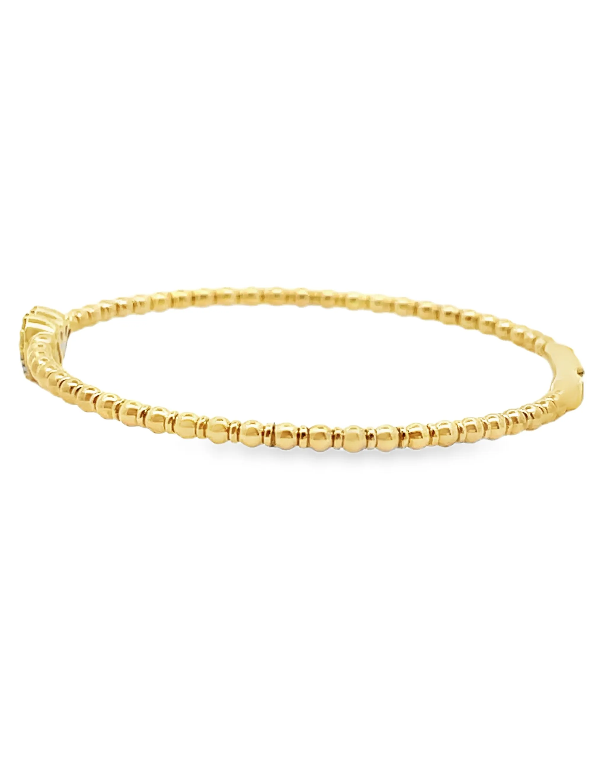 14K Yellow Gold Diamond Heart Bangle Bracelet