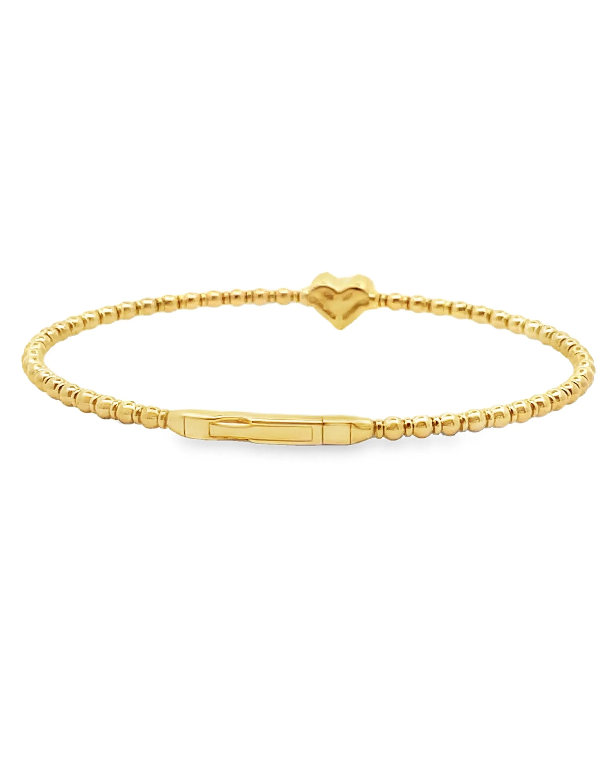 14K Yellow Gold Diamond Heart Bangle Bracelet