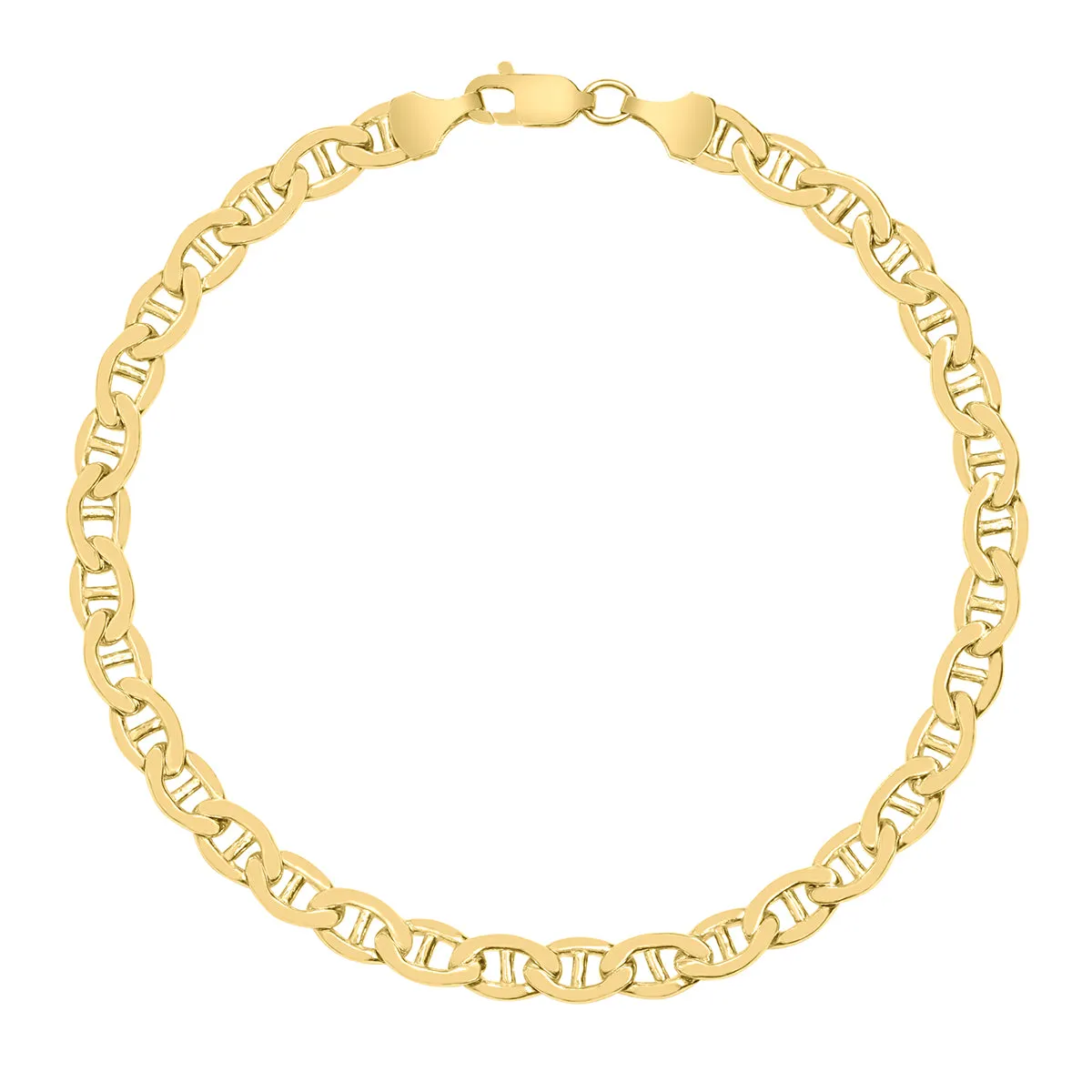 14K Yellow Gold Filled 4.9Mm Mariner Link Chain Bracelet With Lobster Clasp