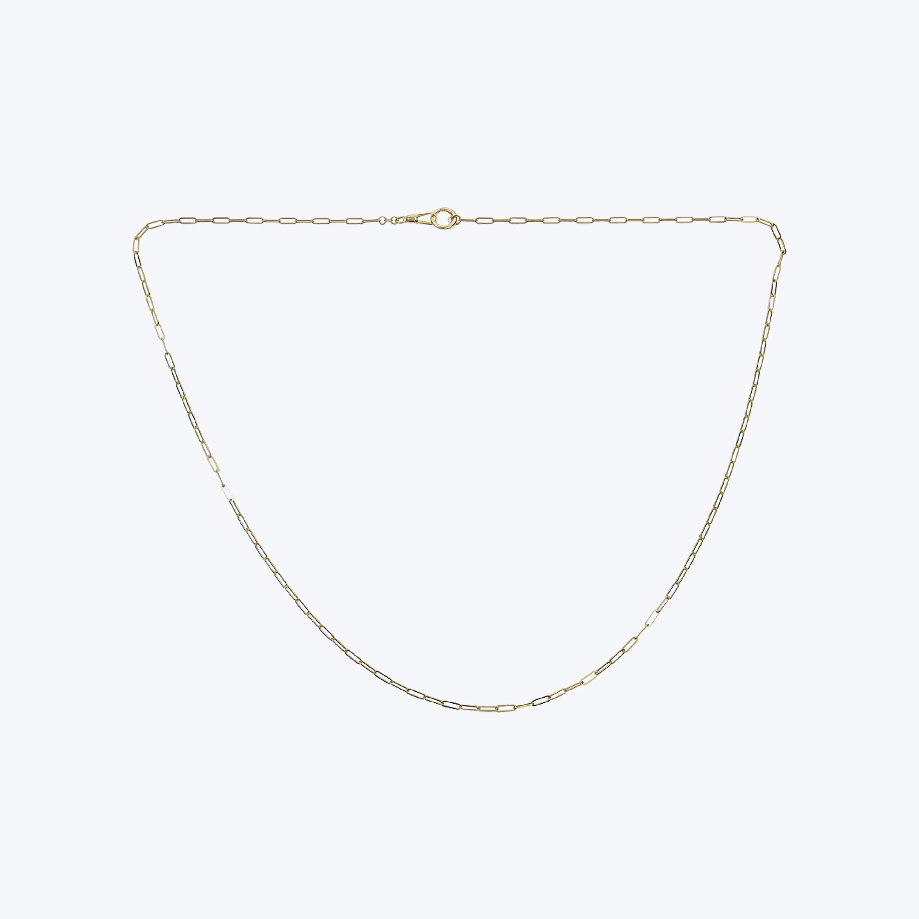 14K Yellow Gold Paper Clip With Charm Clasp Necklace