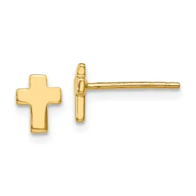 14k Yellow Gold Polished Cross Post Earrings