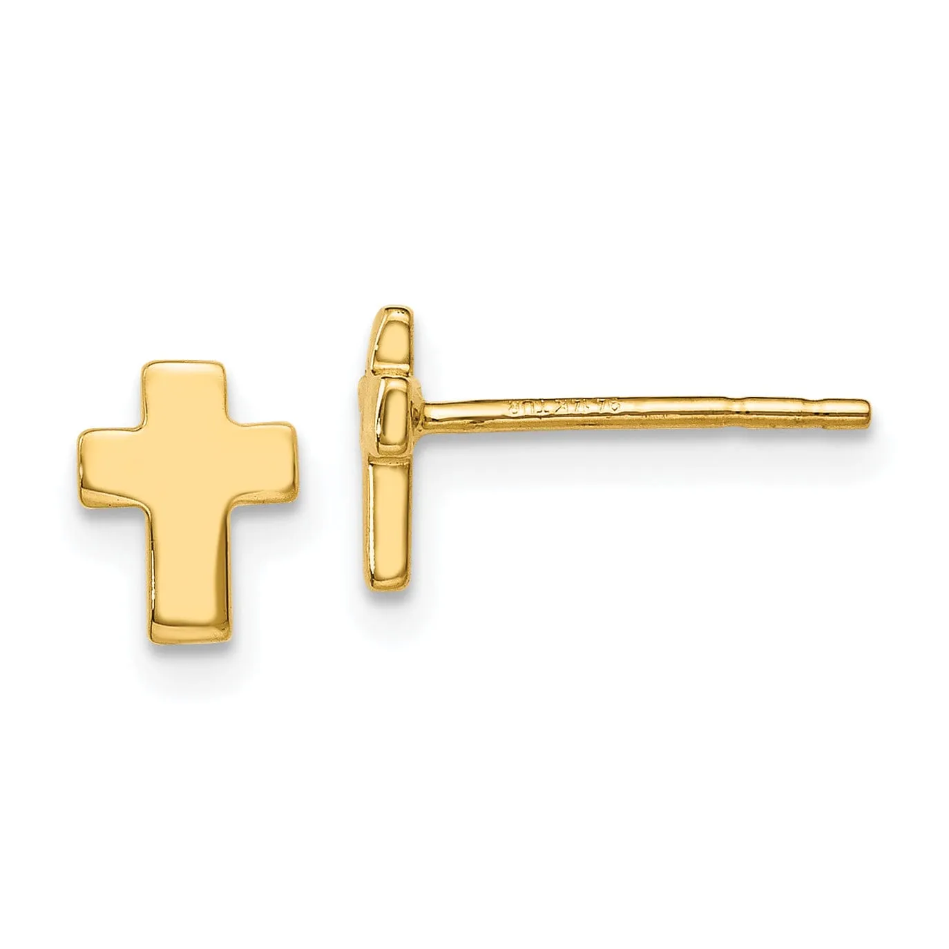 14k Yellow Gold Polished Cross Post Earrings