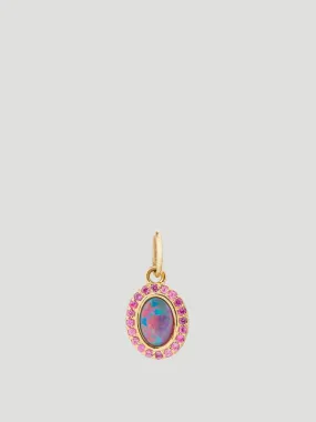 14k Yellow Gold with Australian Opal & Pink Sapphires Charm