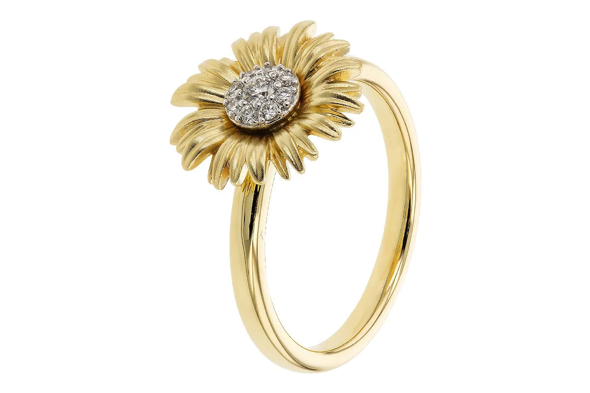 14KY Diamond Sunflower Ring (Size 7)