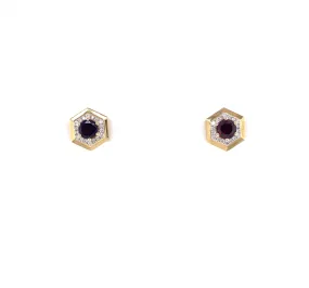 14KY Garnet And Diamond Fashion Earrings