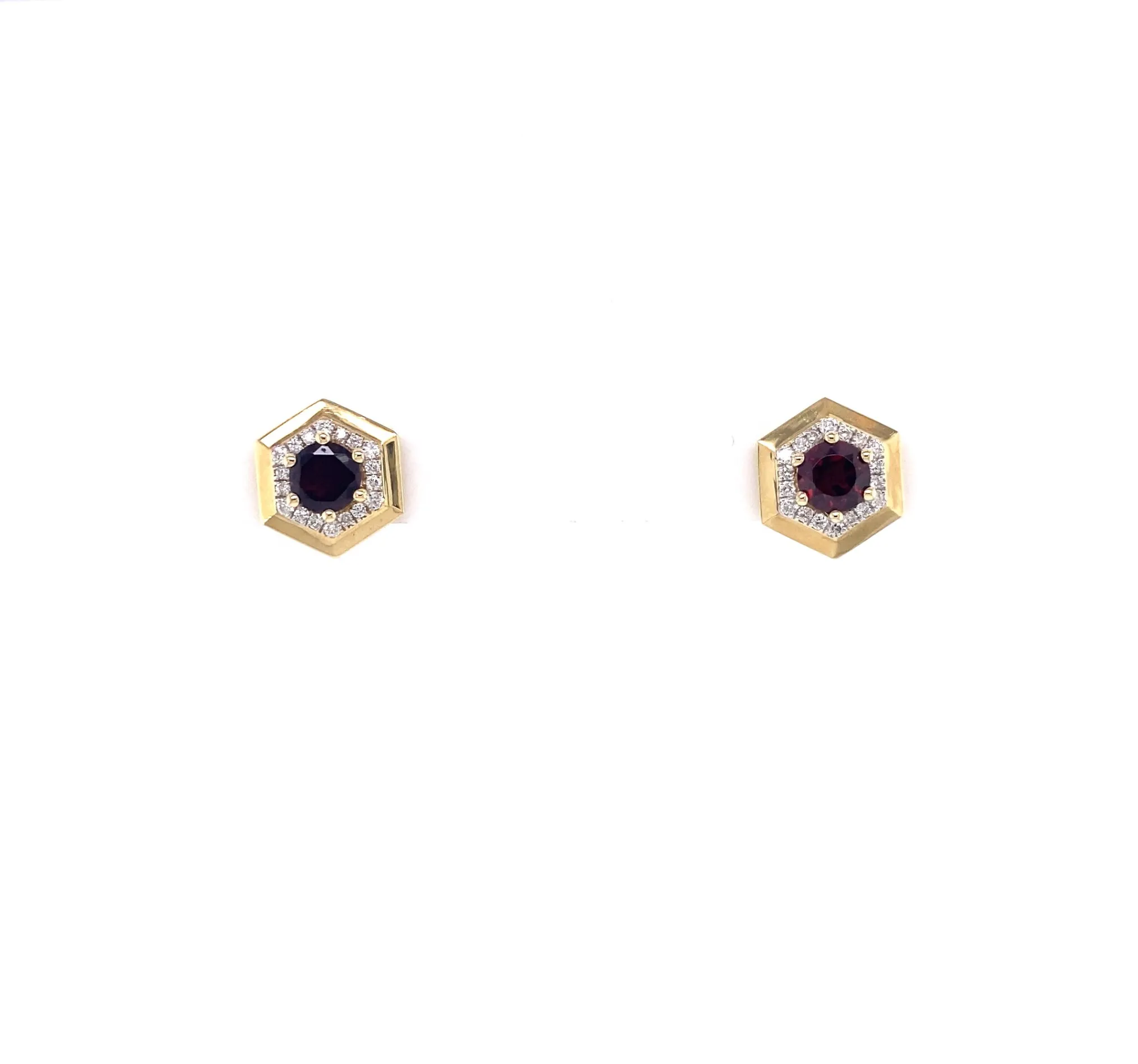 14KY Garnet And Diamond Fashion Earrings