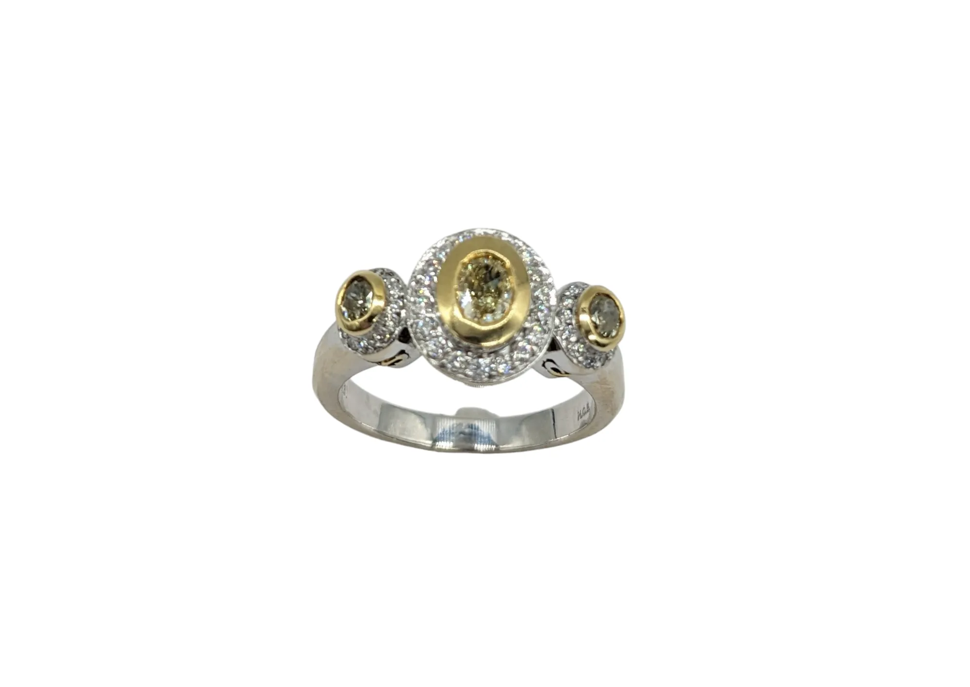 1.50 Carat Yellow and White Diamond Ring