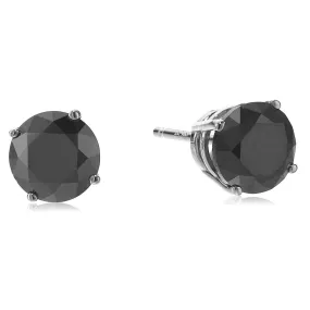 1.50 cttw Black Diamond Stud Earrings 14K White Gold Round Push Backs 4 Prong Basket