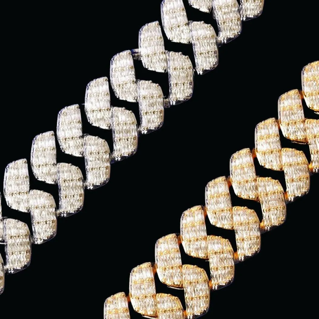 15MM Baguette Iced Out Diamond Necklace Chain